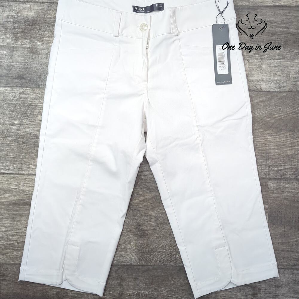 Lija Women's White Cropped Capri Golf Pants NWT Size 8